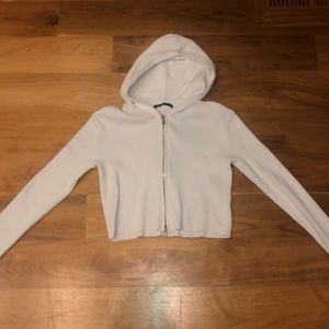 on hold white hoodie